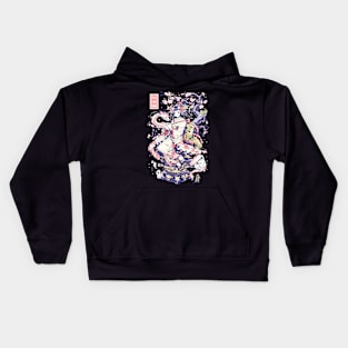 Japanese Girl With Dragon and Cats T-Shirt 02 Kids Hoodie